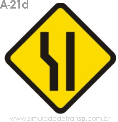 Placa de advertência A-21d: Alargamento de pista à esquerda