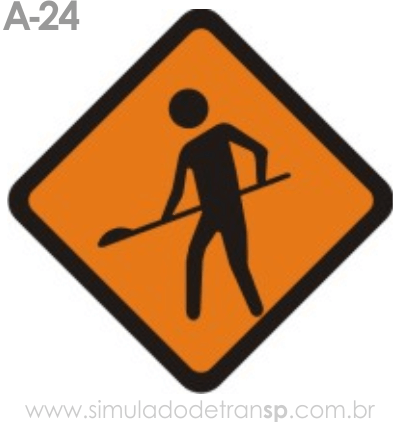 Placa de advertência A-24: Obras