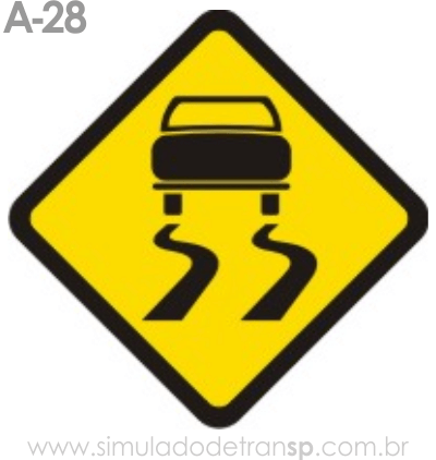 Placa de advertência A-28: Pista escorregadia