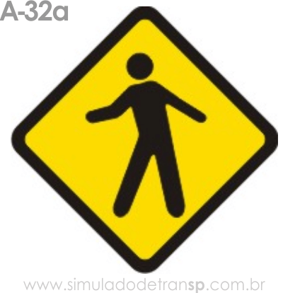 Placa de advertência A-32a: Trânsito de pedestres
