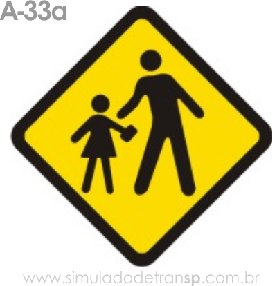 Placa de advertência A-33a: Área escolar