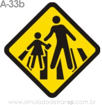 Placa de advertência A-33b: Passagem sinalizada de escolares