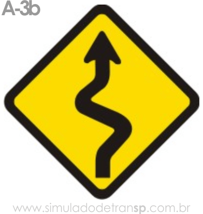Placa de advertência A-3b: Pista sinuosa à direita