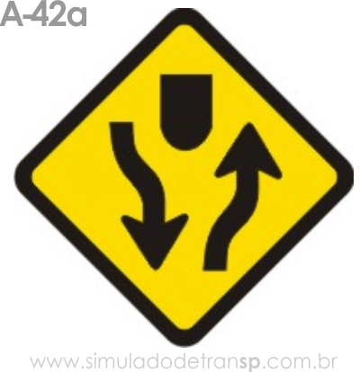 Placa de advertência A-42a: Início de pista dupla