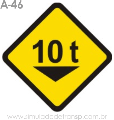 Placa de advertência A-46: Peso bruto total limitado
