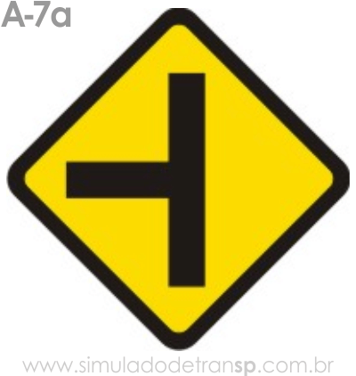 Placa de advertência A-7a: Via lateral à esquerda