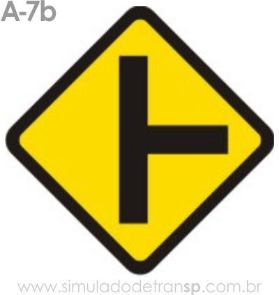 Placa de advertência A-7b: Via lateral à direita