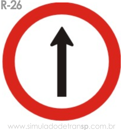 Placa de Regulamentação R-26 Siga em frente - manual brasileiro de sinalização - Simulado Detran SP 2019
