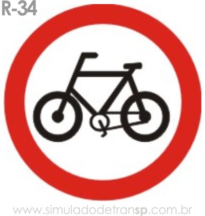 Placa de Regulamentação R-34 Circulação exclusiva de bicicletas - manual brasileiro de sinalização - Simulado Detran SP 2019